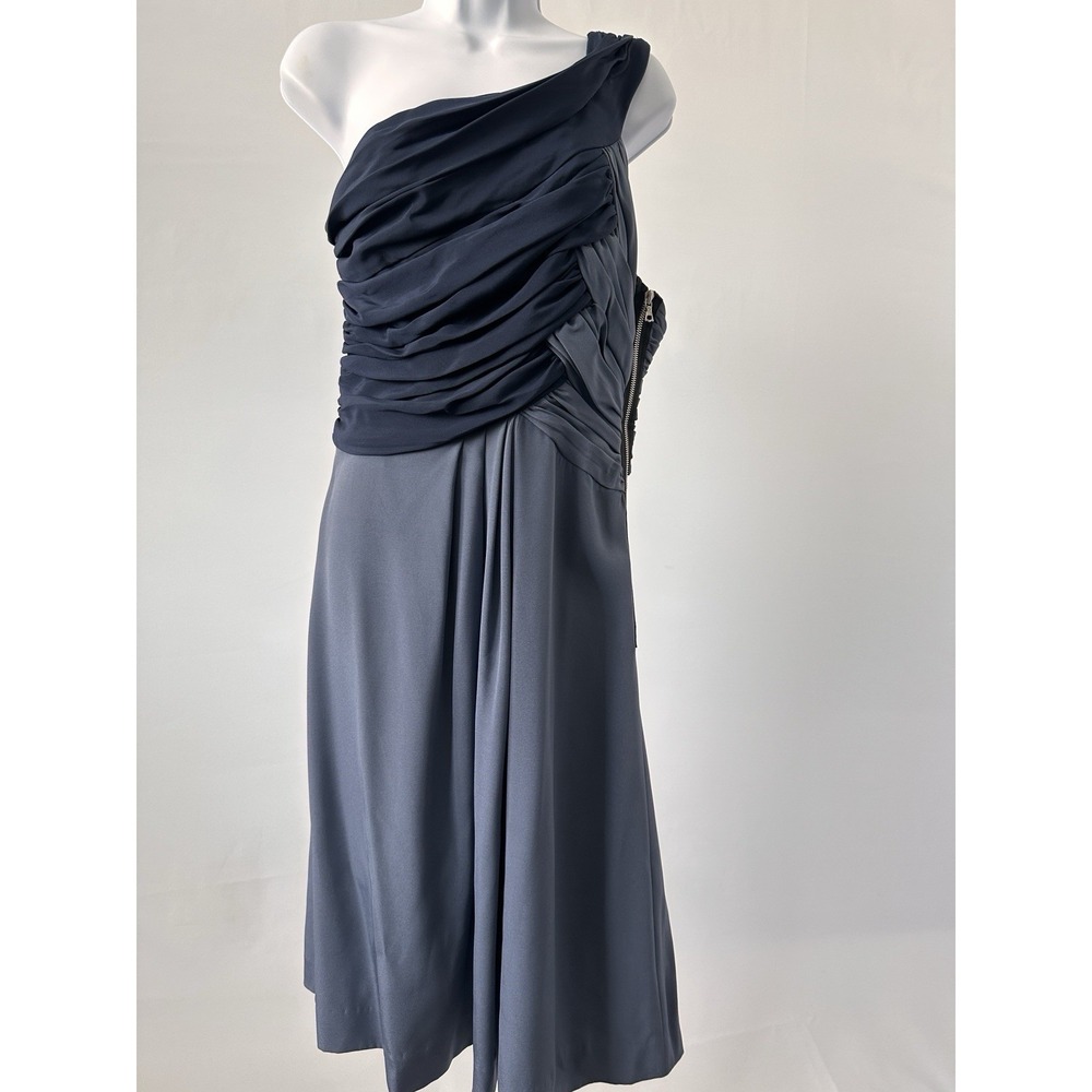 Abaete Women's Sz: 10 Silk Blend One Shoulder Navy Cocktail A Line Dress (B40)